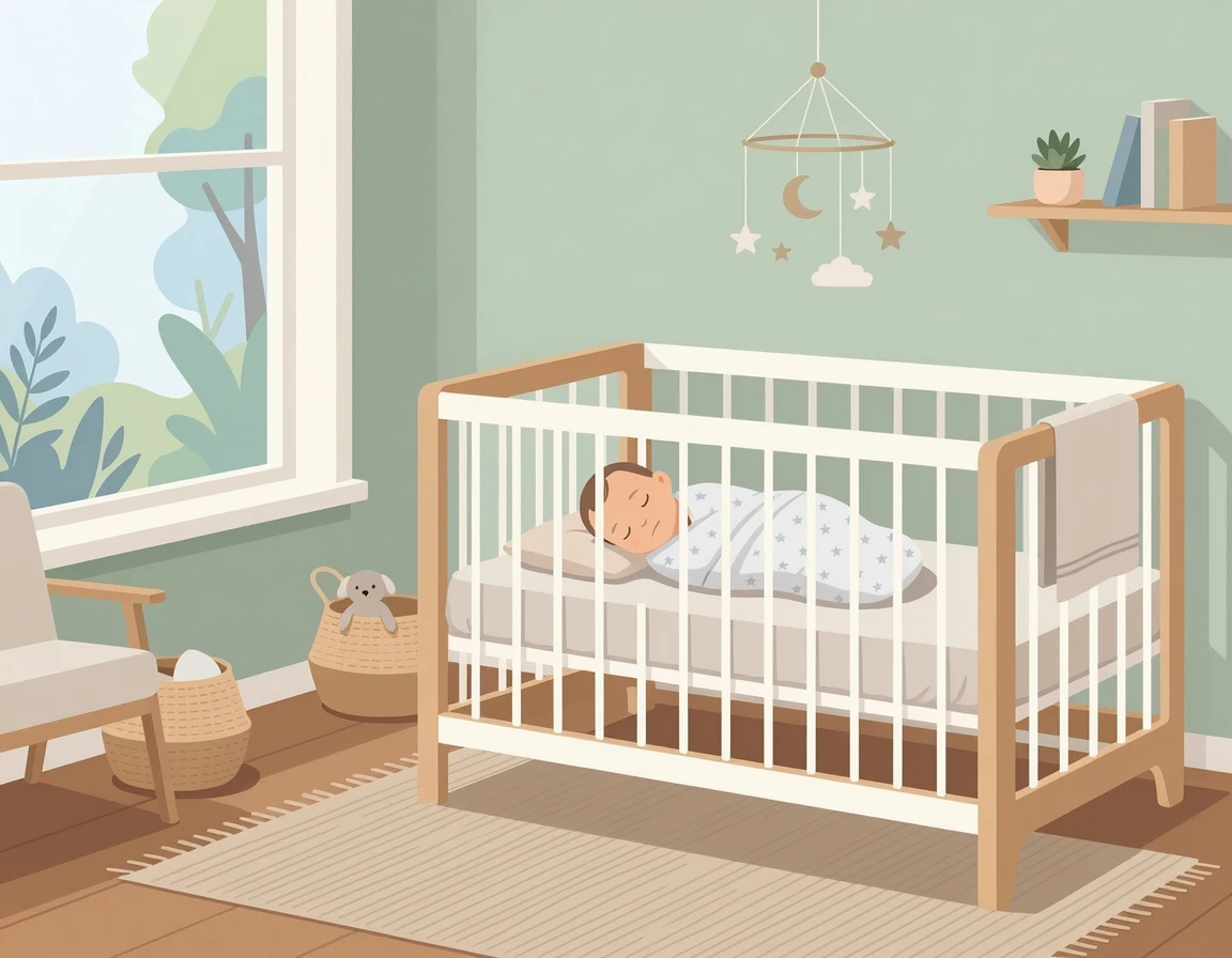 낮잠을 평온하게 자고 있는 아기 일러스트