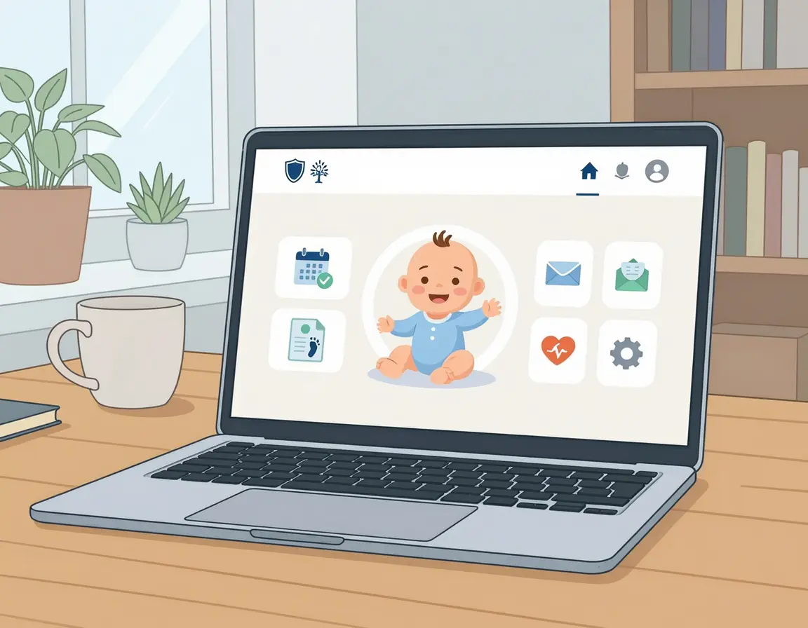 정부 포털 사이트가 띄워진 노트북 화면 일러스트