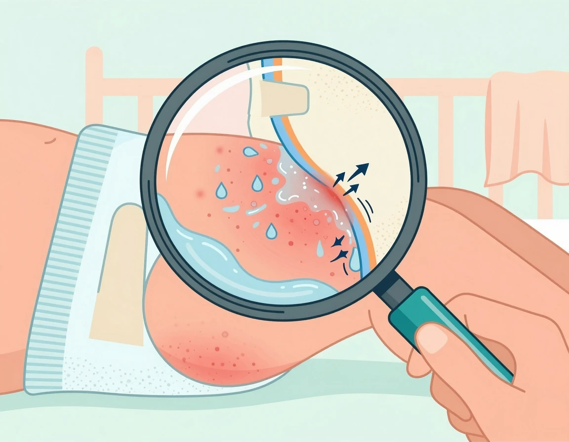 기저귀 발진의 원인인 습기와 마찰