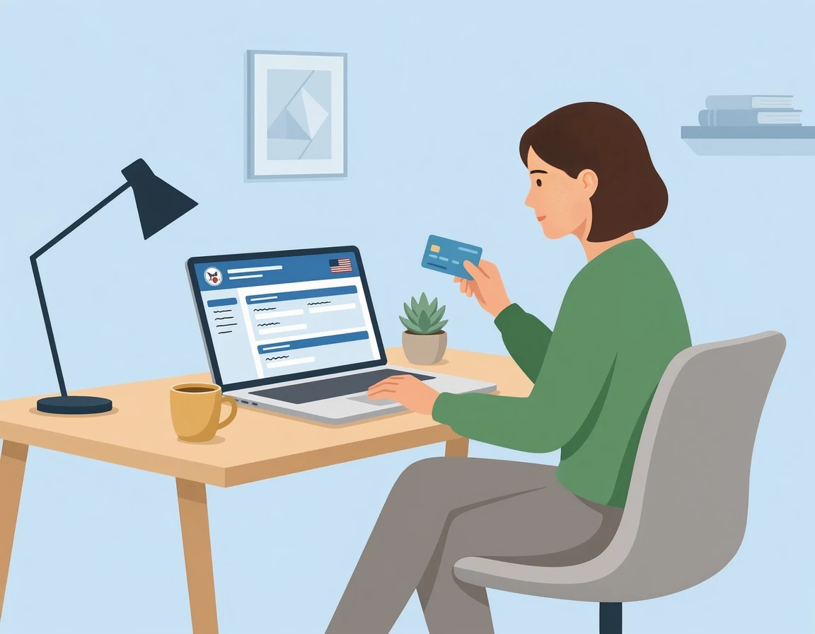 노트북으로 첫만남이용권 바우처를 온라인 신청하는 모습