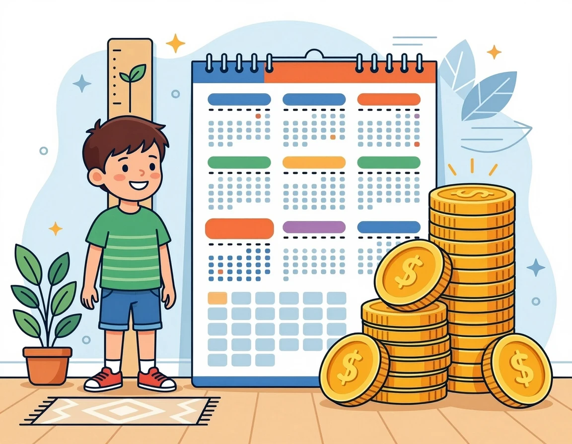 아동수당 지원 연령 확대와 혜택을 상징하는 일러스트