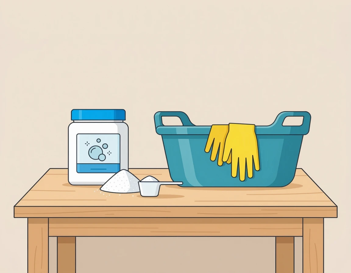 과탄산소다, 고무장갑, 세탁 대야 등 세탁 준비물