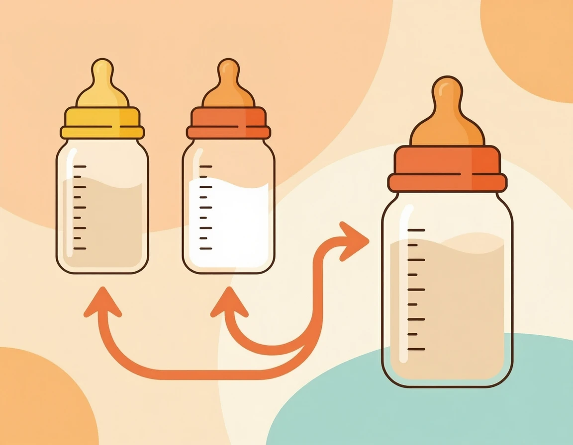 분유와 생우유를 섞는 비율 조절 일러스트