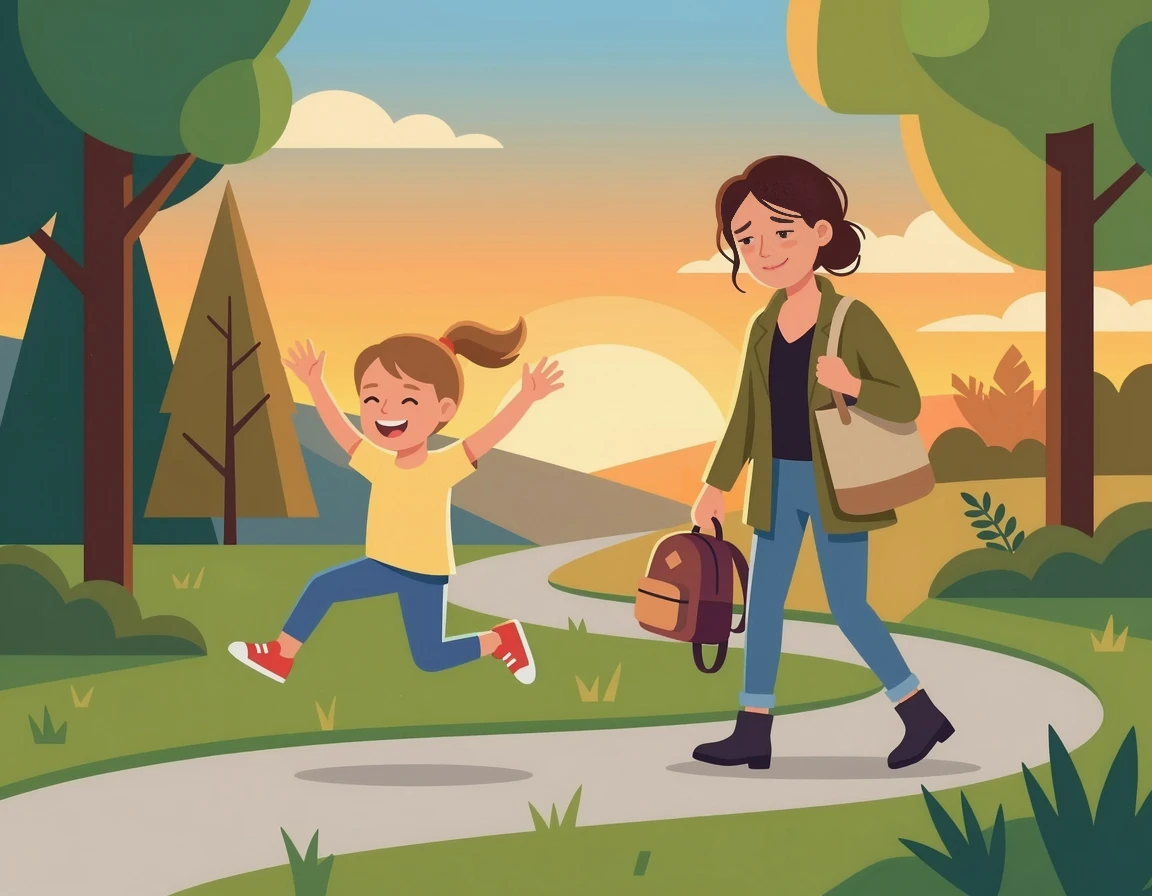 오후에도 에너지가 넘치는 아이와 지친 엄마