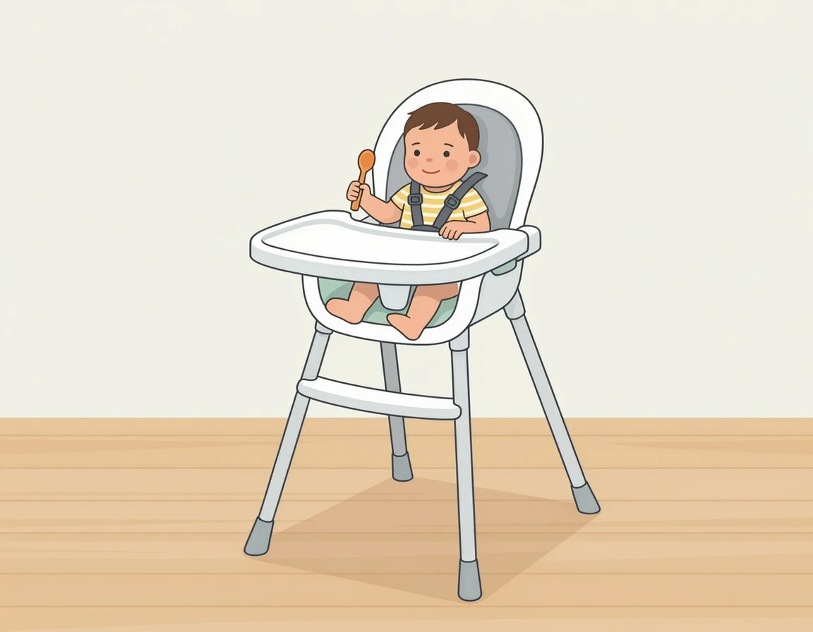가볍고 세척이 편리한 플라스틱 아기 식탁의자 일러스트