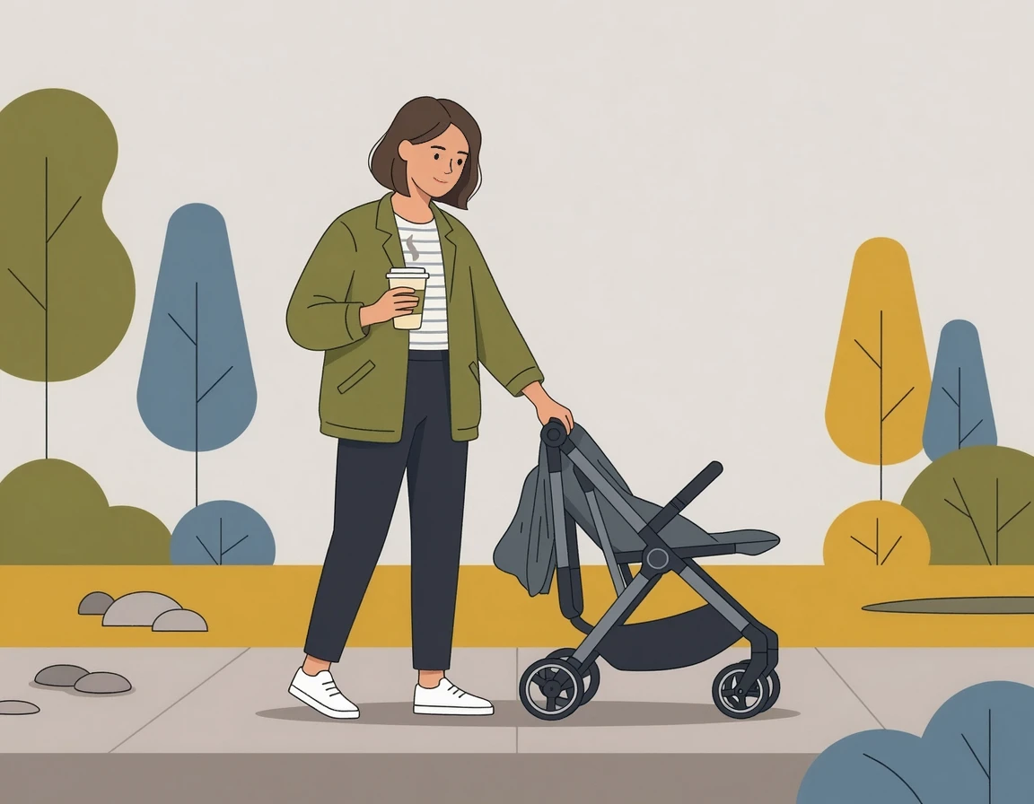 한 손으로 쉽게 접히는 원폴딩 유모차