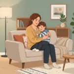 상처받은 아이를 안아주며 위로하는 따뜻한 엄마의 모습